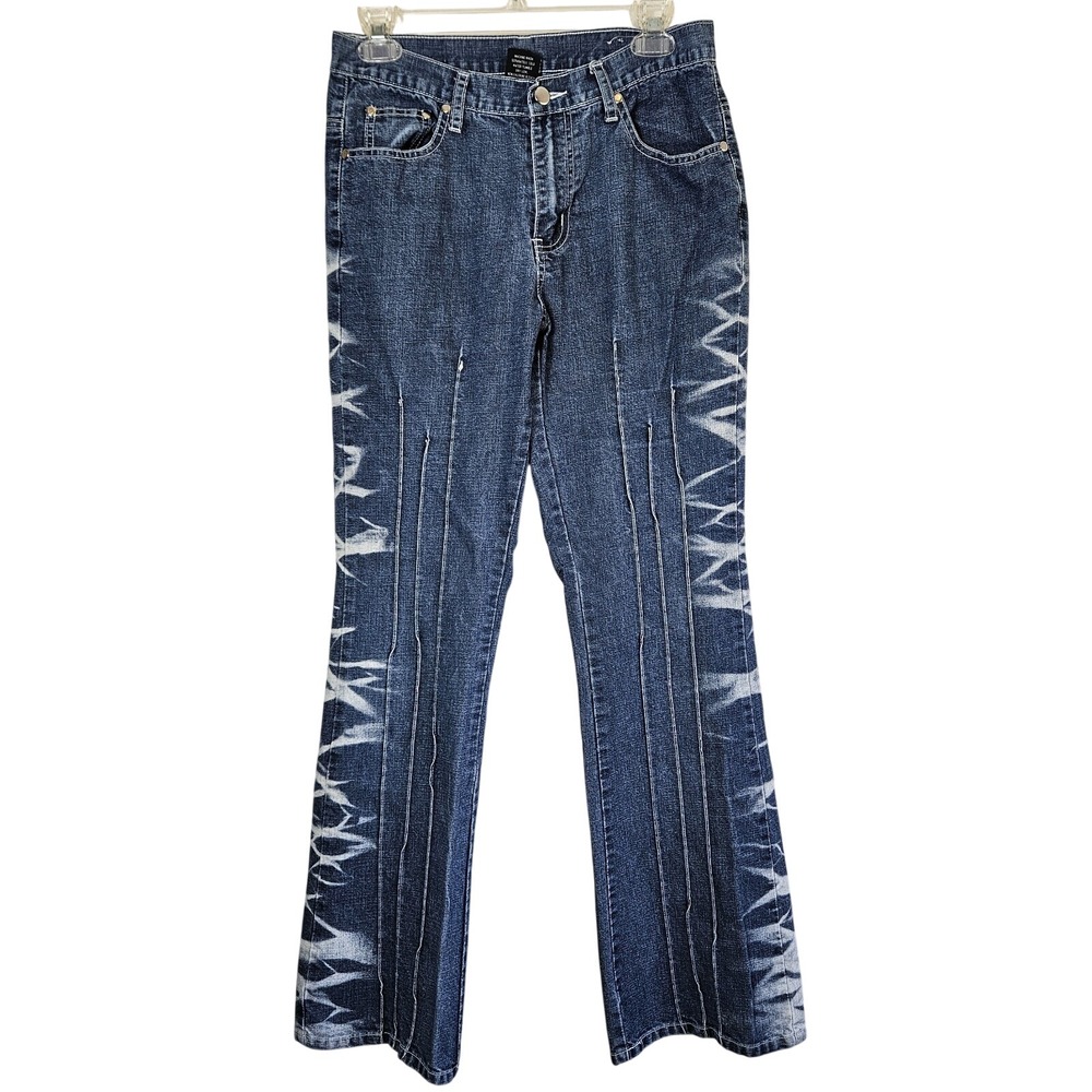 Nick & Sarah Womens Juniors Denim Blue Jeans Size 9/10 5-Pocket Bleached Stripes
